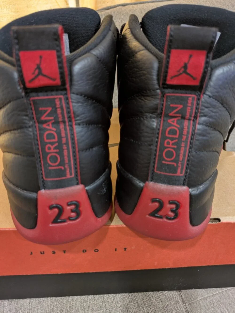 Nike Air Jordan 12 Retro Black/Red Sneakers Size 8 Excellent Condition With Box